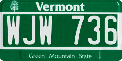 VT license plate WJW736