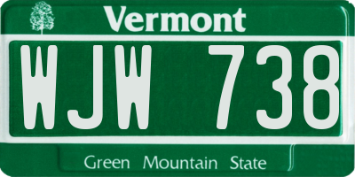 VT license plate WJW738