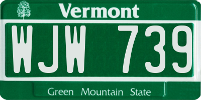 VT license plate WJW739