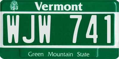 VT license plate WJW741