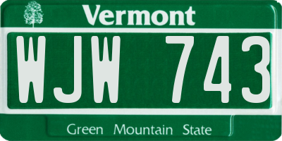 VT license plate WJW743