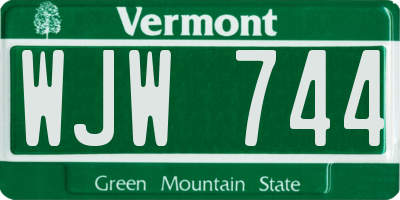VT license plate WJW744