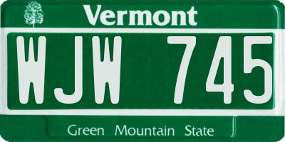 VT license plate WJW745