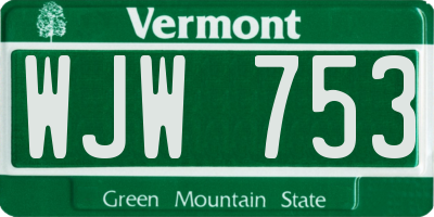VT license plate WJW753