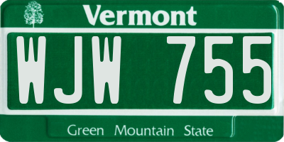VT license plate WJW755