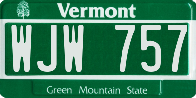 VT license plate WJW757