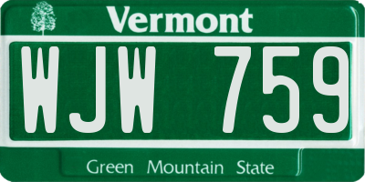 VT license plate WJW759