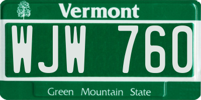 VT license plate WJW760