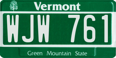 VT license plate WJW761