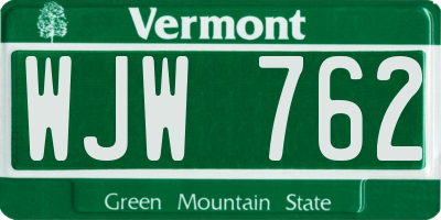 VT license plate WJW762
