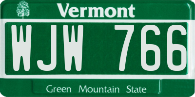 VT license plate WJW766