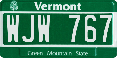 VT license plate WJW767