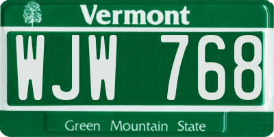 VT license plate WJW768