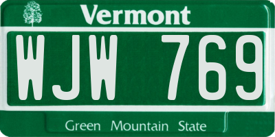 VT license plate WJW769
