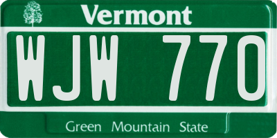 VT license plate WJW770