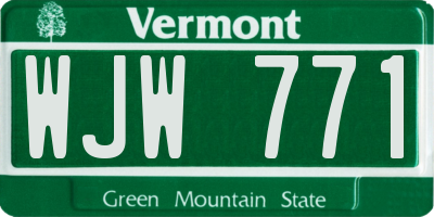 VT license plate WJW771