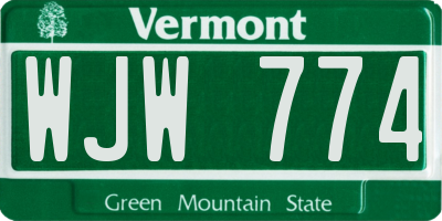 VT license plate WJW774
