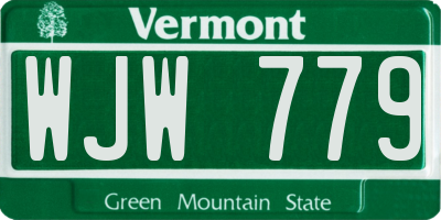 VT license plate WJW779