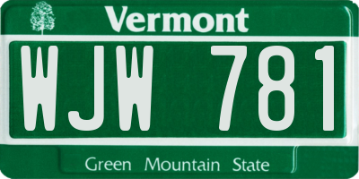 VT license plate WJW781