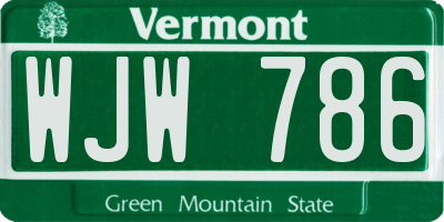 VT license plate WJW786