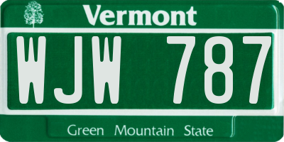 VT license plate WJW787
