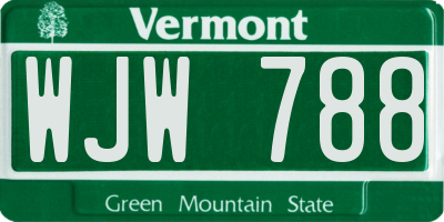 VT license plate WJW788
