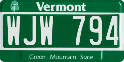 VT license plate WJW794