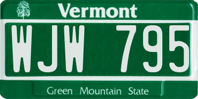 VT license plate WJW795