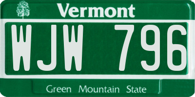 VT license plate WJW796