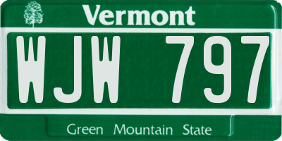 VT license plate WJW797