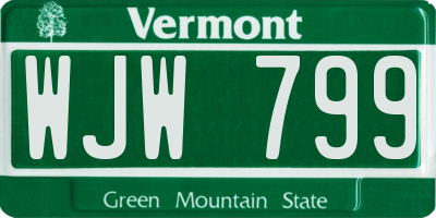 VT license plate WJW799