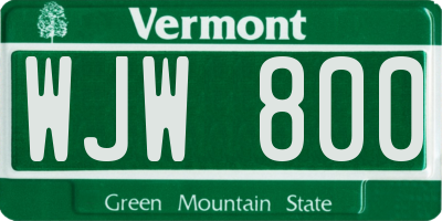VT license plate WJW800