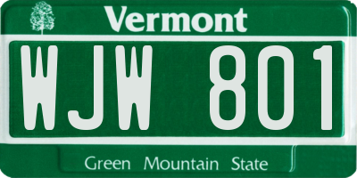 VT license plate WJW801
