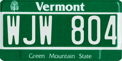 VT license plate WJW804