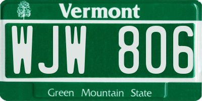 VT license plate WJW806