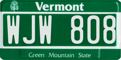VT license plate WJW808