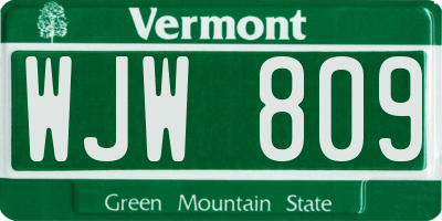 VT license plate WJW809