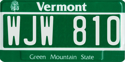 VT license plate WJW810