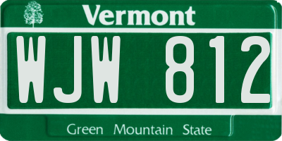 VT license plate WJW812