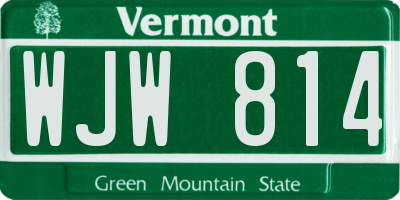 VT license plate WJW814