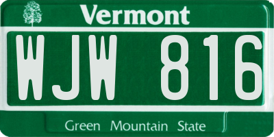 VT license plate WJW816
