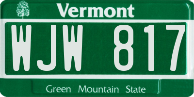 VT license plate WJW817
