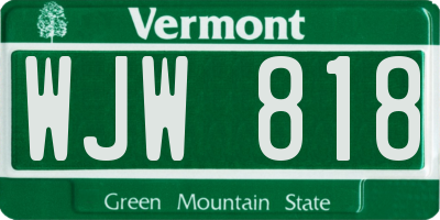 VT license plate WJW818