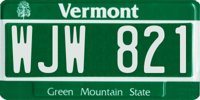 VT license plate WJW821