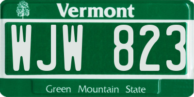 VT license plate WJW823