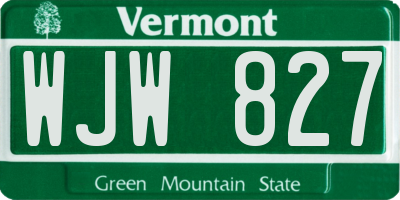 VT license plate WJW827