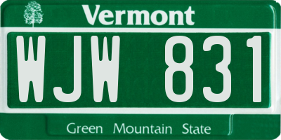VT license plate WJW831