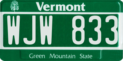 VT license plate WJW833