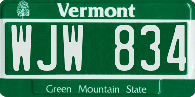 VT license plate WJW834