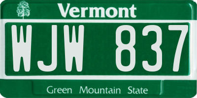 VT license plate WJW837